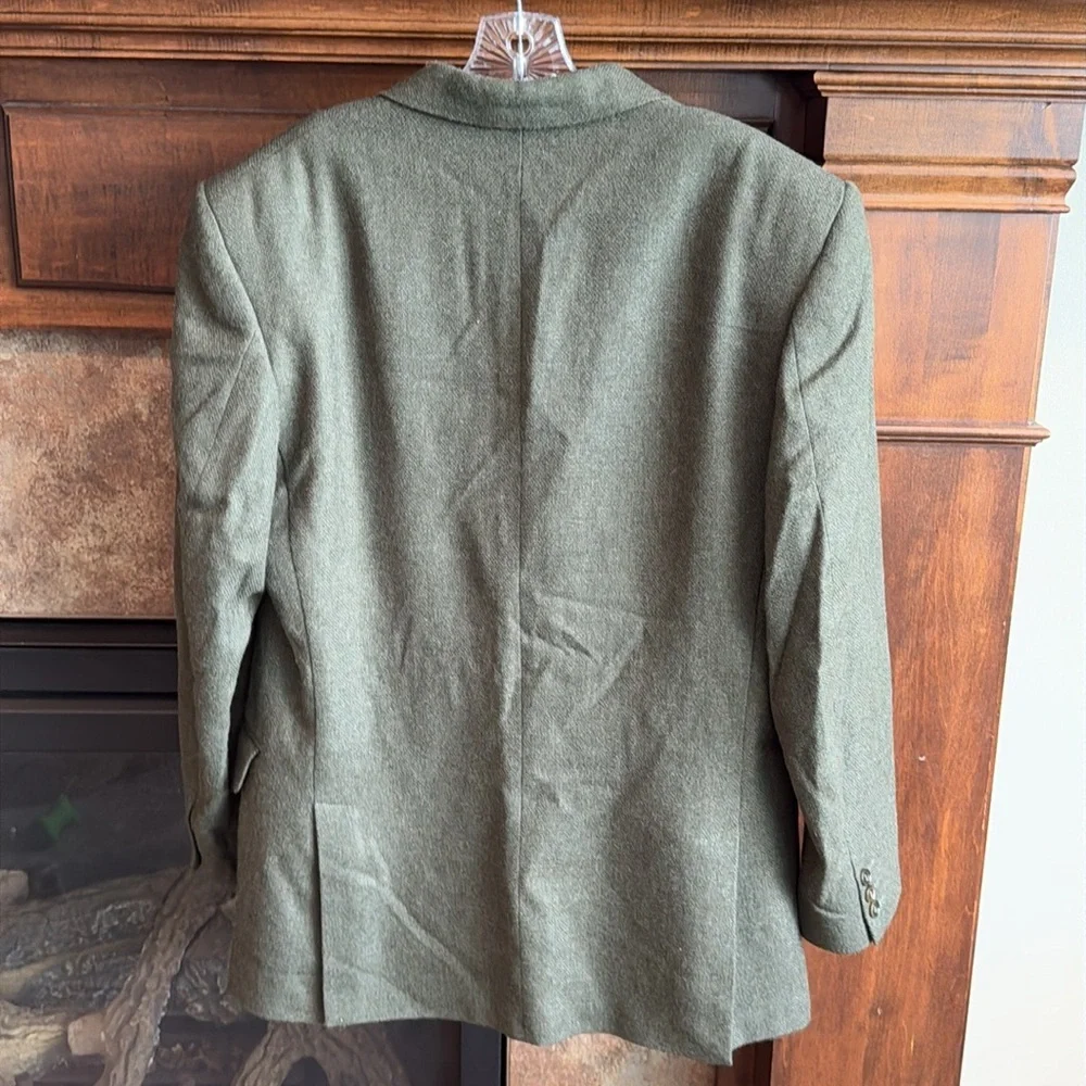 Mens United Colors of Benetton Italy made army green wool blazer jacket size 50